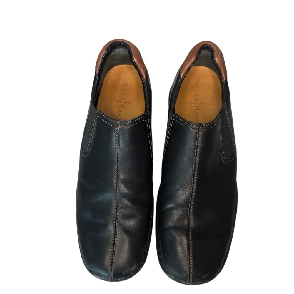 Cole Haan Zeno II Mens 10.5 M Black Leather Stitch Comfort Slip On Loafer Shoes